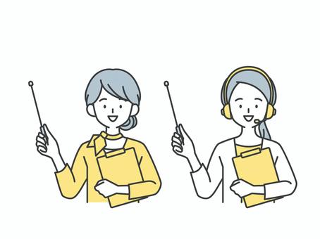 指示棒で説明をする女性 人物,女,指示棒,書類,プレゼン,説明,提案,発表,解説,紹介のイラスト素材