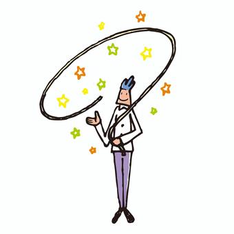 星の輪をくぐり 男性,星,輪,ひも,プラスイメージのイラスト素材