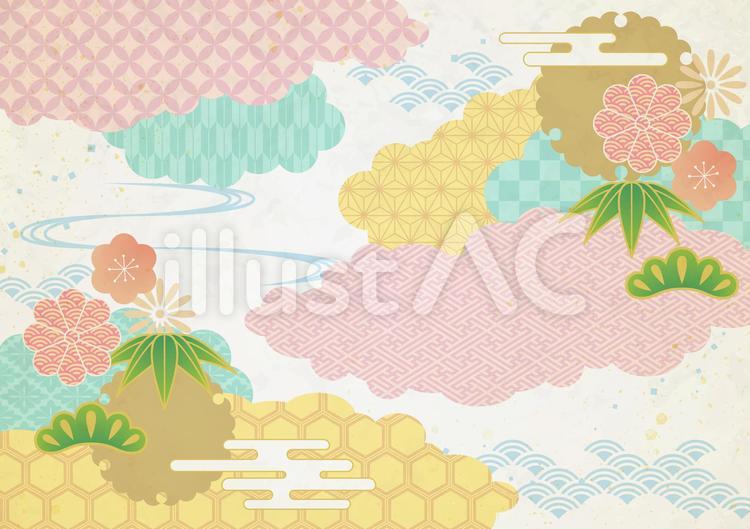 年賀用和柄 和柄,年賀,正月のイラスト素材