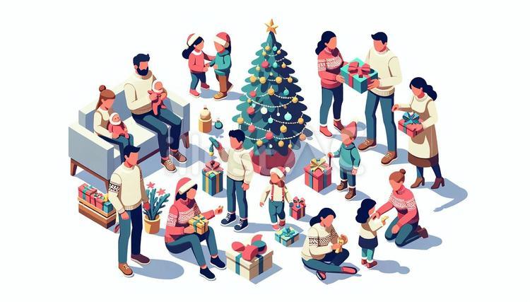クリスマスを楽しむ友人・仲間 クリスマス,イブ,パーティーのイラスト素材