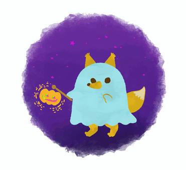 lantern and ghost fox halloween night, JPG, PNG and AI lantern and ghost fox halloween night, halloween, fox, obake, JPG, PNG and AI