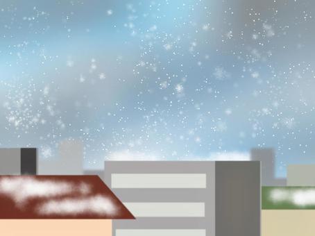 冬の町のイラスト 町,冬,雪,背景,壁紙,手描き,イラストのイラスト素材