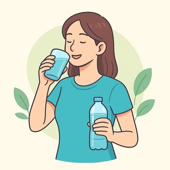 水分補給をする女性