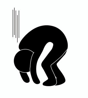 フェンタニル薬物中毒で前屈みになる棒人間 フェンタニル,薬物中毒,副作用,前傾,姿勢,医療,アイコン,シルエット,ピクトグラムのイラスト素材