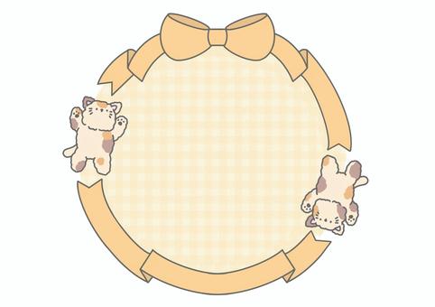 Ribbon and cat frame, , JPG and PNG