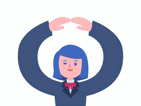 腕で大きな丸を作るブレザーの女の子 丸,正解,ok,制服,中学生,ブレザー,学校,女子高校生,勉強,ポップのイラスト素材