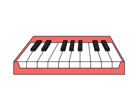 MIDI鍵盤（赤） midi鍵盤,音楽,作曲,機材,手描き,イラスト,フリー,無料のイラスト素材