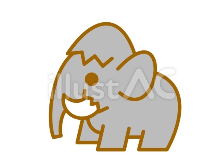 マンモス　ノーマル　黒 マンモス,象,動物のイラスト素材