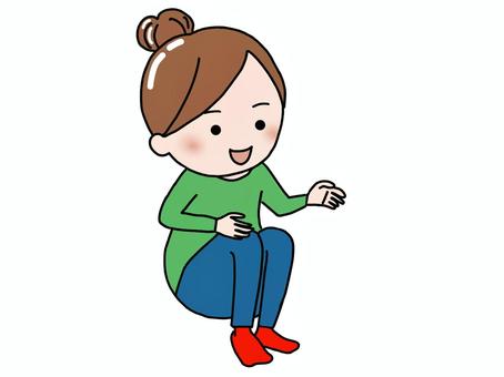 しゃがむ女性 しゃがむ女性 大人,女性,娘のイラスト素材