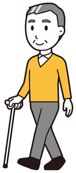 ニット中年男性(黄)-344-全身  ニット中年男性(黄)-344-全身 歩く,おじさん,男性,中年,お父さん,パパ,シニア,ミドルエイジ,人物,かわいいのイラスト素材