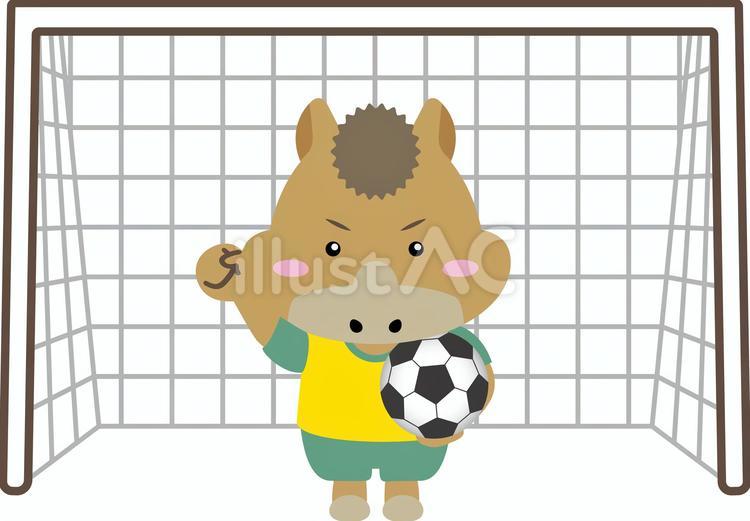 サッカーでゴールを守る馬のイラスト サッカー,ゴールキーパー,シュートのイラスト素材