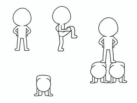 色んなリアクション シルエット,仁王立ち,登る,イメージ,セット,お知らせ用,宣伝用,pop調,手描き,挿絵のイラスト素材