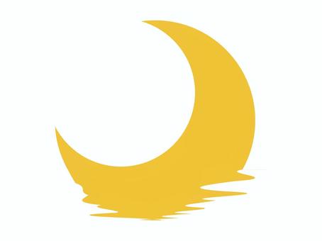 水面に浮かぶ三日月 三日月,月,夜空,揺らぎ,浮かぶのイラスト素材