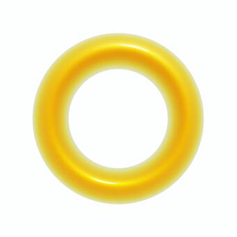 ぷっくりした黄色い丸の3Dアイコン 丸,アイコン,フレーム,3d,立体,マーク,リング,可愛い,フェミニン,キュートのイラスト素材