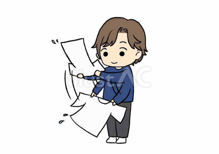 洗濯のシワを伸ばす男性 洗濯,家事,tシャツのイラスト素材