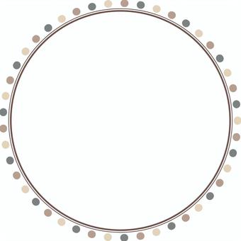 ドットとラインの丸フレーム・ブラウン フレーム,丸,ドット,点,ベクター,白バック,飾り,円,額,囲みのイラスト素材