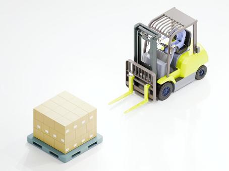 自動車CGイラスト08_フロント フォークリフト,乗り物,荷役,重機,パレット,自動車,アイソメトリック,等角投影法,立体,3dのイラスト素材