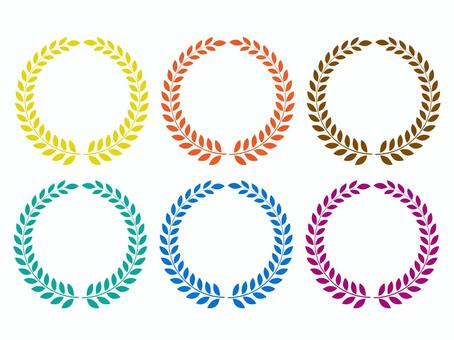 カラフルな月桂冠のセット 褒美,月桂冠,賞状,月桂樹,冠,王冠,バリエーション,素材,フレーム,枠のイラスト素材