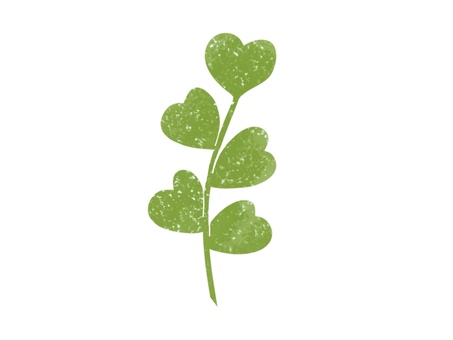 ハート型の緑の葉　テクスチャイラスト