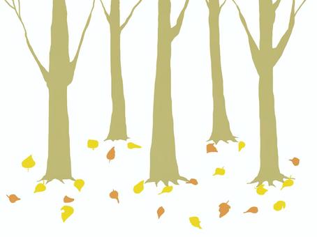 木立と落ち葉 落ち葉,枯れ葉,木立,木,植物のイラスト素材