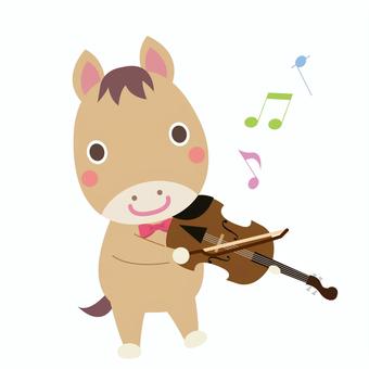 ビオラを弾く午年の馬 午,馬,ビオラ,午年,音楽,楽器,弦楽器,演奏,オーケストラ,ライブのイラスト素材