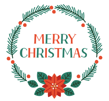 ポインセチアとメリークリスマスのフレーム