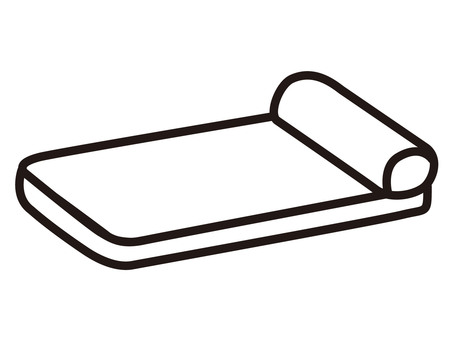 空気入り枕付きのエアーマット線画アイコン エアーマット,キャンプ,アウトドア,線画,アイコン,ベッド,マット,寝具,敷き布団,枕のイラスト素材