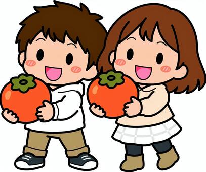 白の柿の人たちです。 柿,果物,シンプル,食べ物,人物,農業,農家,収穫,青果,食材のイラスト素材