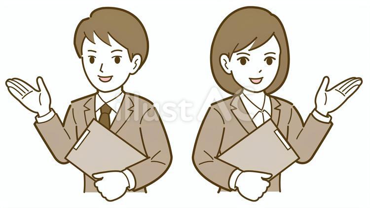 場所を案内する男性・女性社員 女性,男性,人物のイラスト素材
