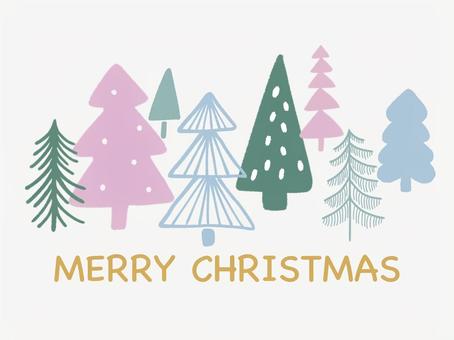 手描き風クリスマスツリー 冬,クリスマス,ツリー,木,森,樹木,植物,自然,雪,雪景色のイラスト素材