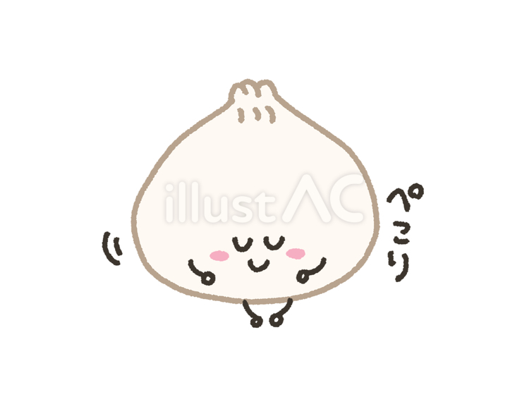 お辞儀をする肉まん お辞儀,肉まん,中華まんのイラスト素材