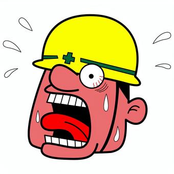 現場作業員　「暑っ」顔　文字無 熱中症,暑い,顔,作業員,注意,現場,作業,仕事,人間,男性のイラスト素材