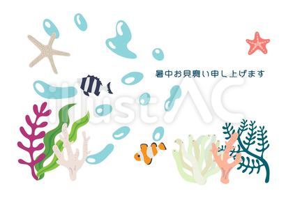 海の中の暑中見舞いハガキ