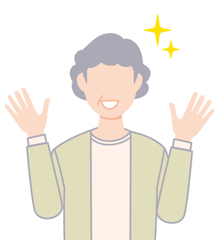 喜ぶ普通のおばさん３ バンザイ,喜ぶ,人,1人,人物,おばさん,女性,70代,60代,シニアのイラスト素材