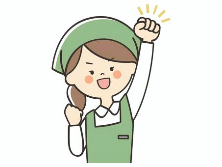 元気いっぱいな女性店員 元気いっぱいな女性店員 やる気,頑張る,元気,頑張ろう,応援,ガッツポーズ,向上心,努力,挑戦,ファイトのイラスト素材