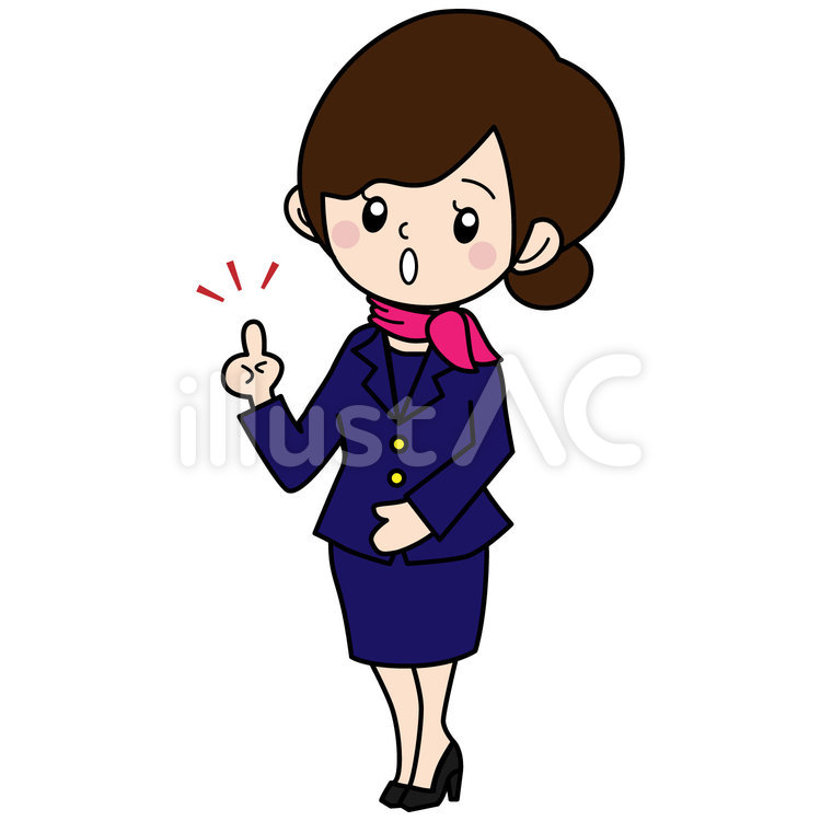 指さしポーズのスーツ姿の女性_全身 指差し,指さし,ゆびさしのイラスト素材