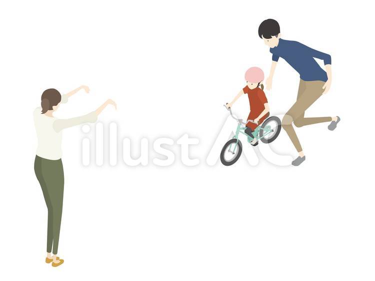 自転車の練習 自転車,練習,親子のイラスト素材