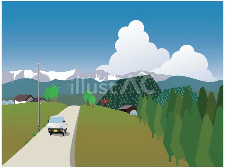 田舎の風景 田舎,風景,路のイラスト素材