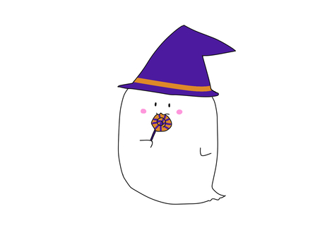 ハロウィンおばけ ハロウィンおばけ ハロウィン,おばけ,飴,うずまき,紫,帽子のイラスト素材