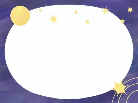 夜空のフレーム2 満月,星,月,夜,空,フレーム,背景,テンプレート,カード,メッセージカードのイラスト素材