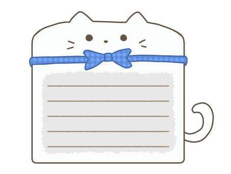 白猫のおなかのメモ帳フレーム（線あり） 猫,白猫,メモ帳,フレーム,ふせん,手描き,かわいい,ゆるい,デフォルメのイラスト素材