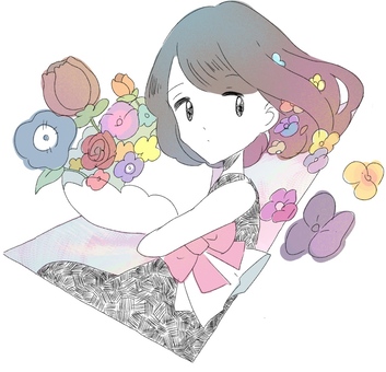 Illustration, flower, people, girl, JPG