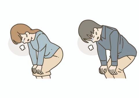 体がだるい男女 倦怠感,疲れ,体調不良,男性,女性,だるい,疲労,ストレス,健康,医療のイラスト素材