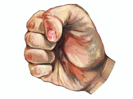 グー/握り拳　手のイラスト 手,グー,じゃんけん,人体,体,身体,手首,油絵,油彩,挿絵のイラスト素材