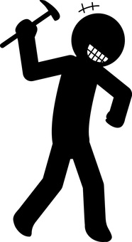 空き巣 犯罪,空き巣,泥棒,怪しい,人物,人型,ハンマー,凶器,デフォルメのイラスト素材