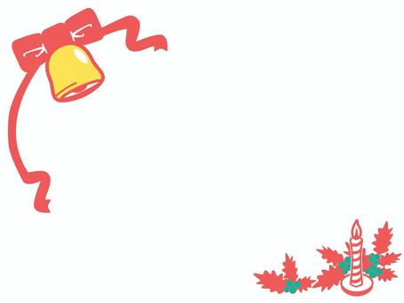 クリスマスキャンドル＆ベル（赤） クリスマス,ベル,鈴,ジングルベル,リボン,ろうそく,受け皿,炎,クリスマスベル,鐘のイラスト素材