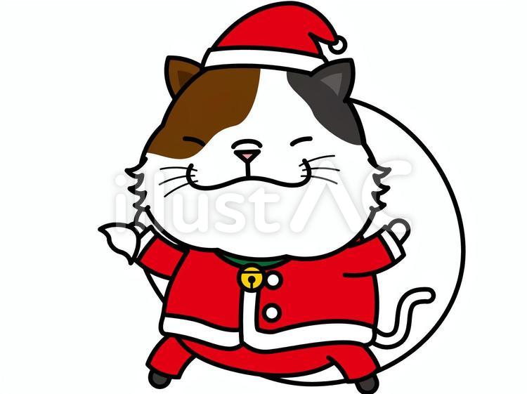 サンタネコ油絵