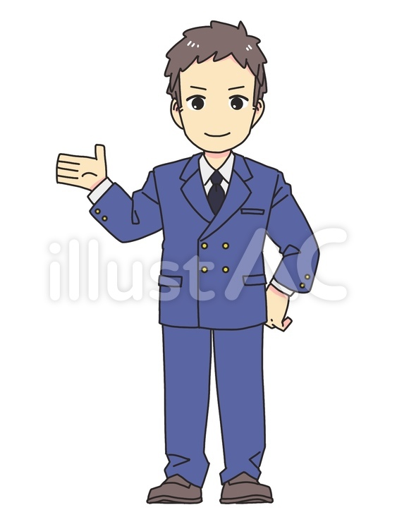 ポーズをとる男性01-正面 ビジネス,男性,制服のイラスト素材