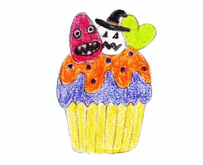 ハロウィンのケーキ ハロウィン,装飾,カラフル,可愛い,デザート,食べ物,マンガ,お菓子,お化け,オレンジのイラスト素材