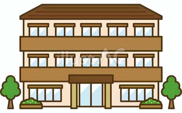 清潔感のある老人ホームの外観＿介護施設2 老人ホーム,介護施設,外観のイラスト素材